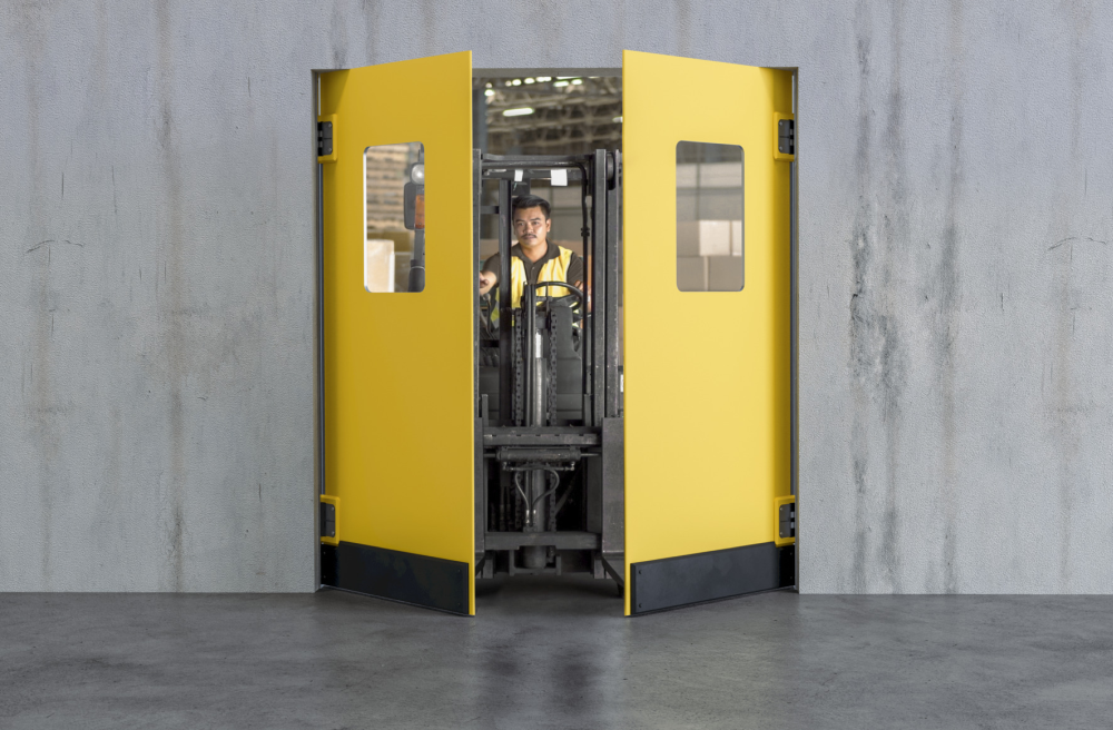 Robusztus és tartós lengőajtók polietilénből és rozsdamentes acélból Robusztus és tartós lengőajtók polietilénből és rozsdamentes acélból